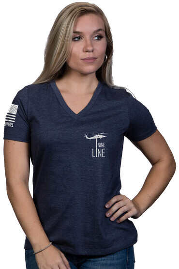 Nine Line 1776 We Shot Them Women's Short Sleeve V-Neck T-Shirt in Navy